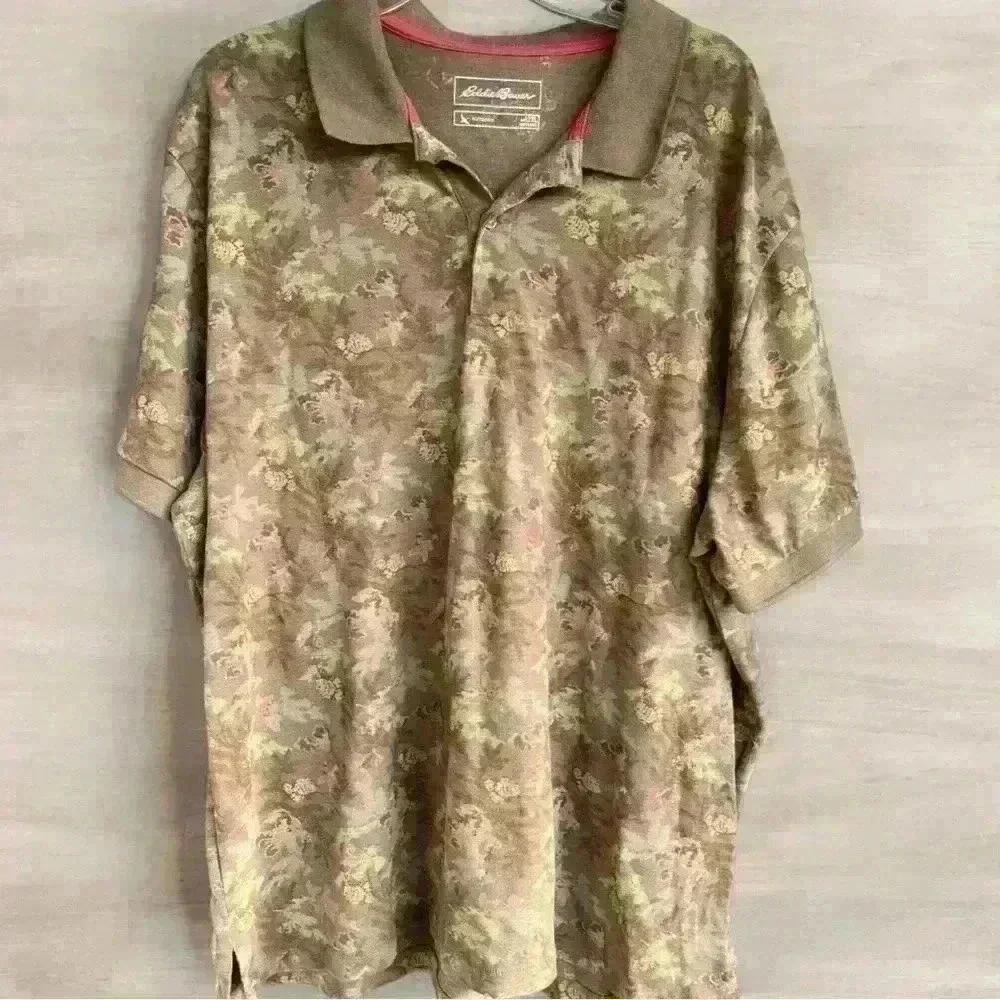 Eddie Bauer Classic Field Pro Short Sleeve Polo Shirt Mens 2XL Green Floral - Picture 8 of 8